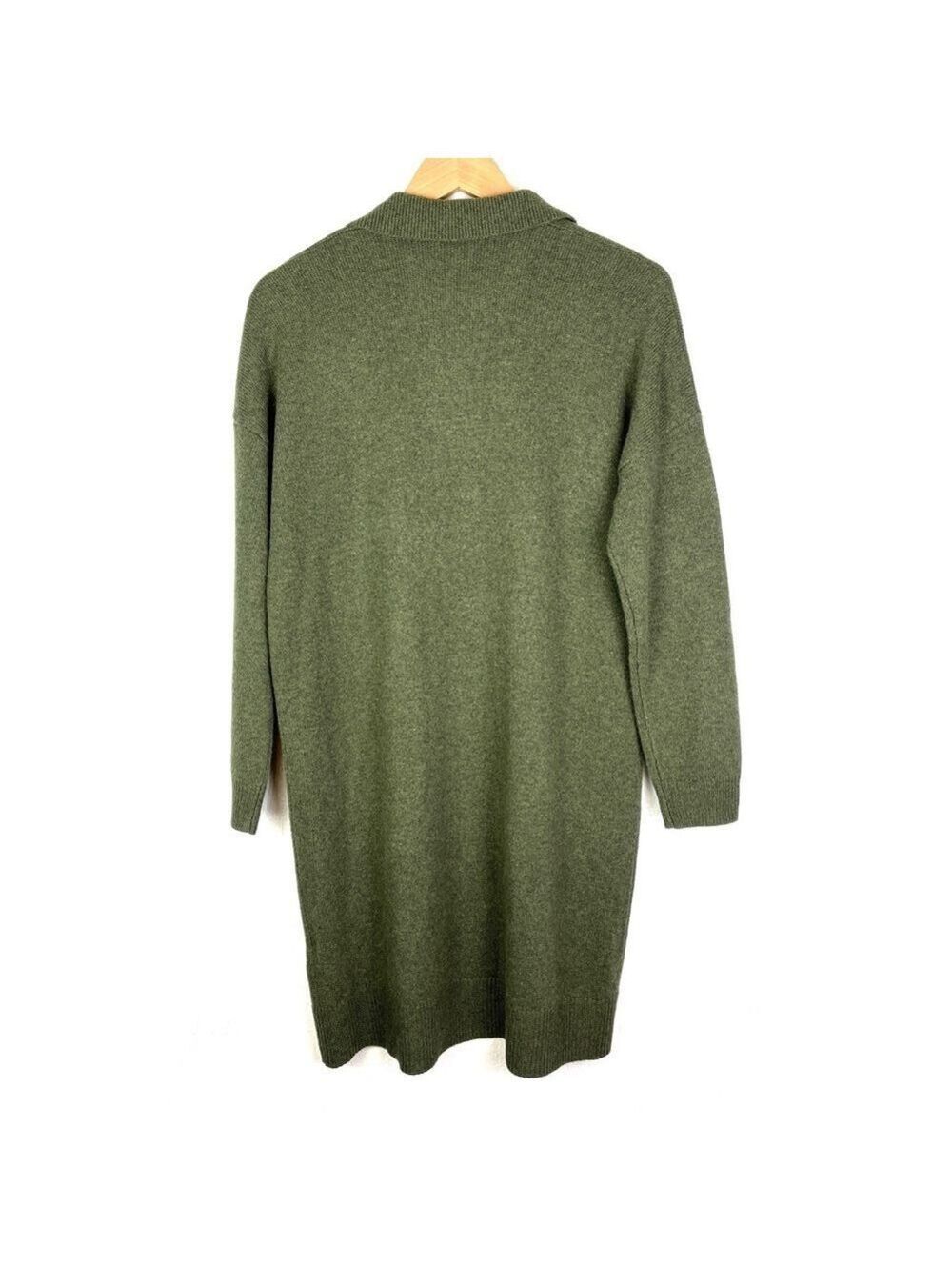 Like New Madewell Polo Sweater Dress Wool Blend Green oversized small - Picture 4 of 6